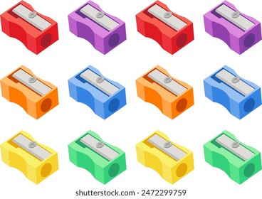 set of colorful pencil sharpener vector