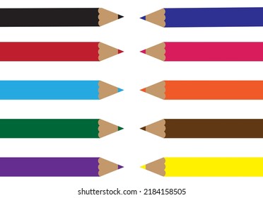 set of colorful pencils on the white background