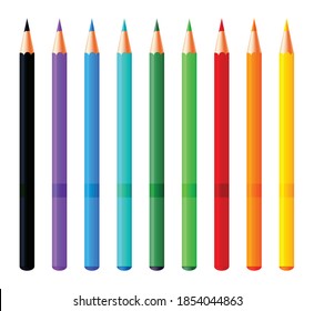 Set of colorful pencils. Vector realistic highlighters, felt tip marker or pens collection for design in home, office and school projects, scrapbooks. Children and artist vivid painting tools