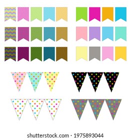 A set of colorful pennants for party, celebrating, festival and more decorating.