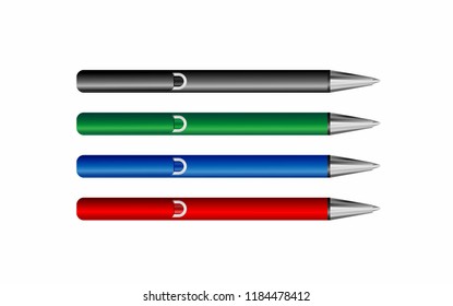 set of colorful pens