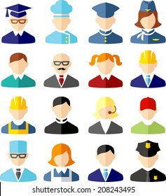 Set of colorful people occupation icons