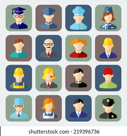 Set of colorful people occupation icons 