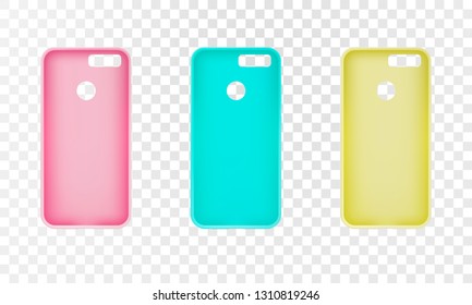 Set of colorful phone covers. The most advanced models of smartphones. Realistic templates for design. Vector eps10.