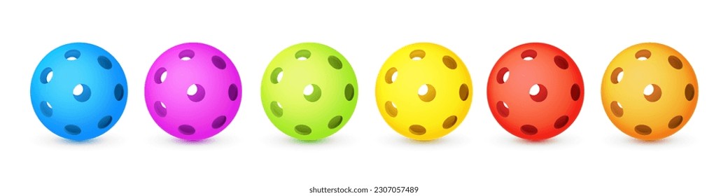 Set of Colorful Pickleball Balls With 26 Holes for Indoor Game