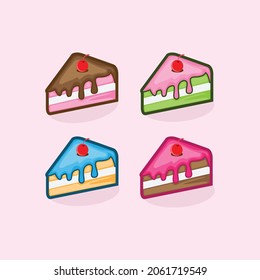a set of colorful piece cake. can be used as an icon.