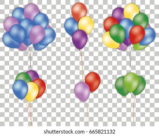 Set of colorful pink, blue helium balloon isolated in the air. Party decorations for birthday, anniversary, celebration, olympiad. A model of a realistic balloon. Festive Shine Balloon. Vector.