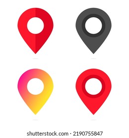 Set with colorful pins. Mark location. Vector illustration. Stock image. 