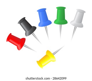 set of colorful pins on white
