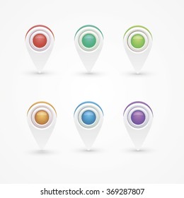 Set of colorful pins Vector, isolated objects, vector illustration