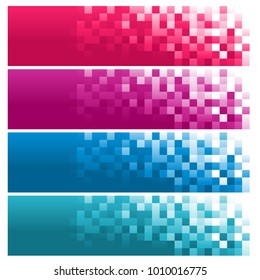 Set of Colorful Pixel Banners