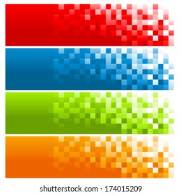 Set of Colorful Pixel Banners