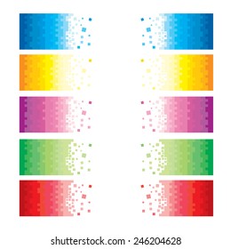 Set of colorful pixel banners