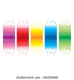 Set of colorful pixel banners