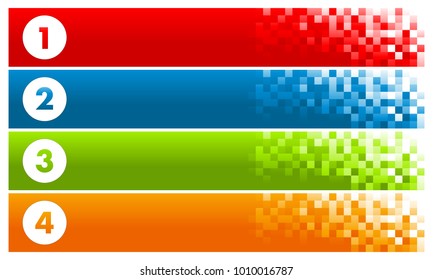 Set of Colorful Pixel Banners with numbers