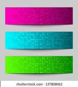 Set of Colorful pixel banners, vector illustration