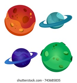 Set of colorful planets, vector illustration