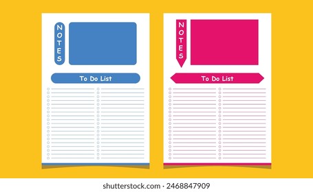 Set of colorful planners and to do list. Template for agenda, schedule, planners, checklists, notebooks, cards and other stationery