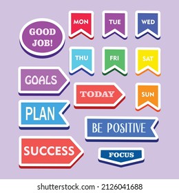 Set of Colorful Planning Quotes for Journal in Stickers free vector