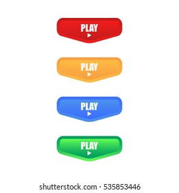 Set of Colorful Play Button. Isolated on white background.