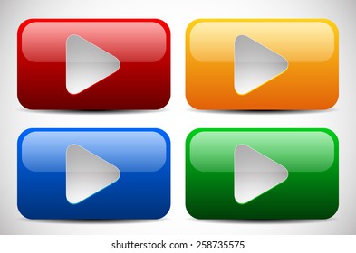 Set of Colorful Play Buttons 