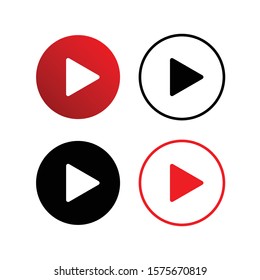 Set of colorful play buttons flat vector icons isolated on a white background. Youtube button.