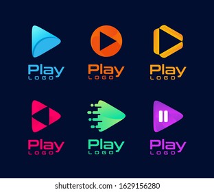 Set of Colorful Play Icon Vector Design