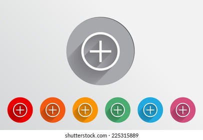 Set of colorful plus icons