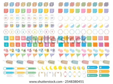 Set of colorful point icons such as labels and flags