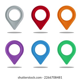 conjunto de punteros coloridos sobre fondo blanco con sombra, icono Marca de verificación. Concepto de aprobación. Marca del mapa de geolocalización, ubicación del punto. perfecto para sus necesidades de diseño