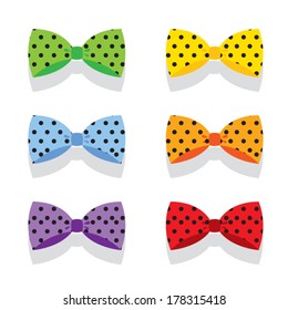  Set Of Colorful Polka Dot Bow Ties