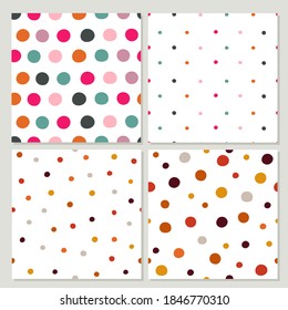 Conjunto de colorido patrón de puntos polka. Ilustraciones vectoriales