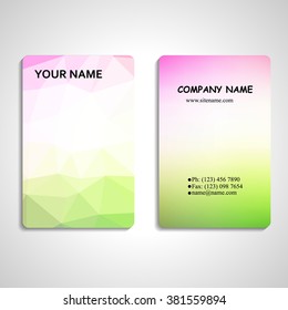 set of colorful polygon and blurred business card templates vector illustration