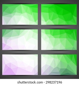 set of colorful polygon business card templates vector illustration