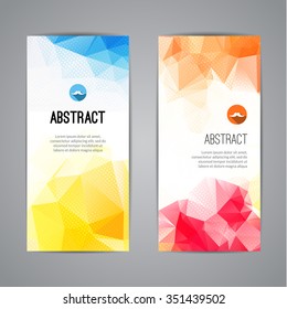 Set of colorful polygonal and triangular geometric banners for modern design