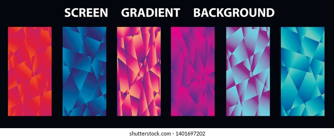 Set of colorful polygonal Vector EPS 10 illustration Gradient Background Texture. Simply geometric pattern. Template for design, banner, flyer, wallpaper, brochure, smartphone screen, mobile app