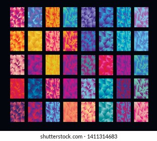 Set of colorful polygonal Vector EPS 10 illustration Gradient Background Texture. Simply geometric pattern. Template for design, banner, flyer, wallpaper, brochure, smartphone screen, mobile app