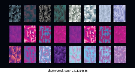 Set of colorful polygonal Vector EPS 10 illustration Gradient Background Texture. Simply geometric pattern. Template for design, banner, flyer, wallpaper, brochure, smartphone screen, mobile app