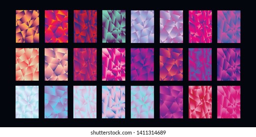Set of colorful polygonal Vector EPS 10 illustration Gradient Background Texture. Simply geometric pattern. Template for design, banner, flyer, wallpaper, brochure, smartphone screen, mobile app