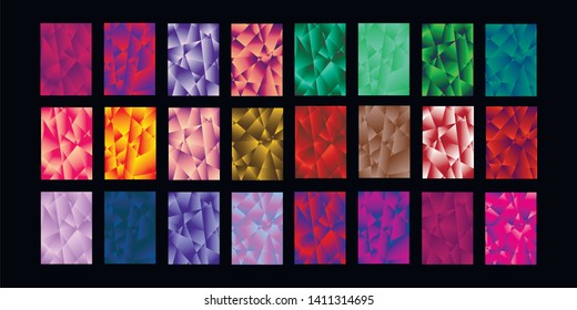 Set of colorful polygonal Vector EPS 10 illustration Gradient Background Texture. Simply geometric pattern. Template for design, banner, flyer, wallpaper, brochure, smartphone screen, mobile app