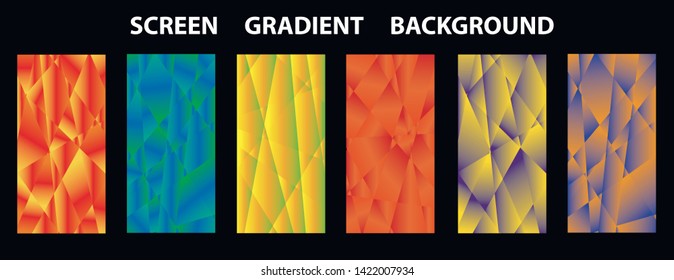 Set of colorful polygonal Vector EPS 10 illustration Gradient Background Texture. Simply geometric pattern. Template for design, banner, flyer, wallpaper, brochure, smartphone screen, mobile app. 