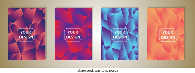 Set of colorful polygonal Vector EPS 10 illustration Gradient Background Texture. Simply geometric pattern. Template for design, banner, flyer, wallpaper, brochure, smartphone screen, mobile app. 