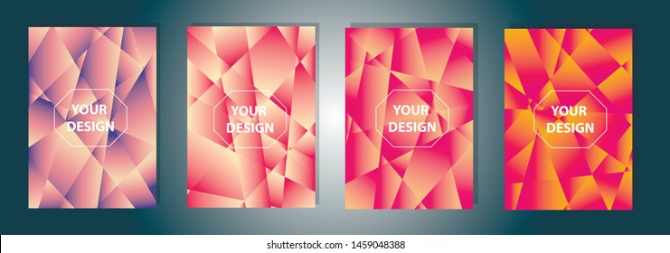 Set of colorful polygonal Vector EPS 10 illustration Gradient Background Texture. Simply geometric pattern. Template for design, banner, flyer, wallpaper, brochure, smartphone screen, mobile app. 