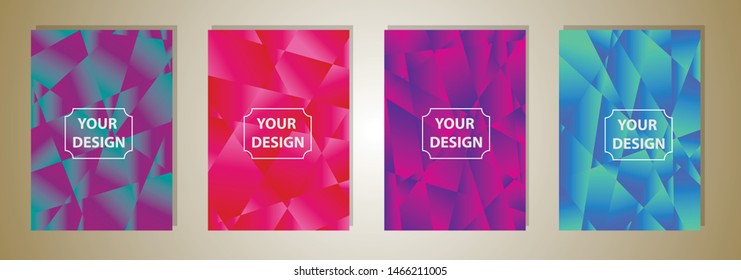 Set of colorful polygonal Vector EPS 10 illustration Gradient Background Texture. Simply geometric pattern. Template for design, banner, flyer, wallpaper, brochure, smartphone screen, mobile app. 