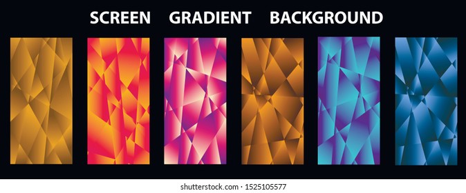 Set of colorful polygonal Vector EPS 10 illustration Gradient Background Texture. Simply geometric pattern. Template for design, banner, flyer, wallpaper, brochure, smartphone screen, mobile app. 