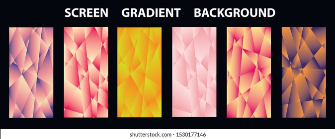 Set of colorful polygonal Vector EPS 10 illustration Gradient Background Texture. Simply geometric pattern. Template for design, banner, flyer, wallpaper, brochure, smartphone screen, mobile app. 