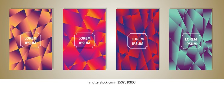 Set of colorful polygonal Vector EPS 10 illustration Gradient Background Texture. Simply geometric pattern. Template for design, banner, flyer, wallpaper, brochure, smartphone screen, mobile app. 