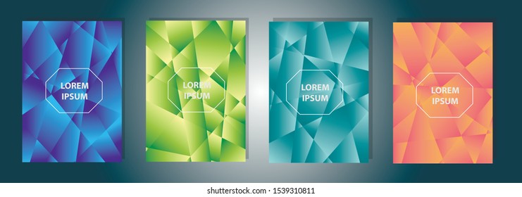 Set of colorful polygonal Vector EPS 10 illustration Gradient Background Texture. Simply geometric pattern. Template for design, banner, flyer, wallpaper, brochure, smartphone screen, mobile app. 