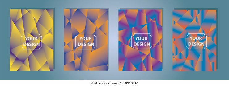 Set of colorful polygonal Vector EPS 10 illustration Gradient Background Texture. Simply geometric pattern. Template for design, banner, flyer, wallpaper, brochure, smartphone screen, mobile app. 