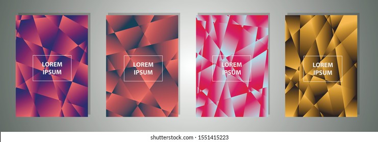 Set of colorful polygonal Vector EPS 10 illustration Gradient Background Texture. Simply geometric pattern. Template for design, banner, flyer, wallpaper, brochure, smartphone screen, mobile app. 